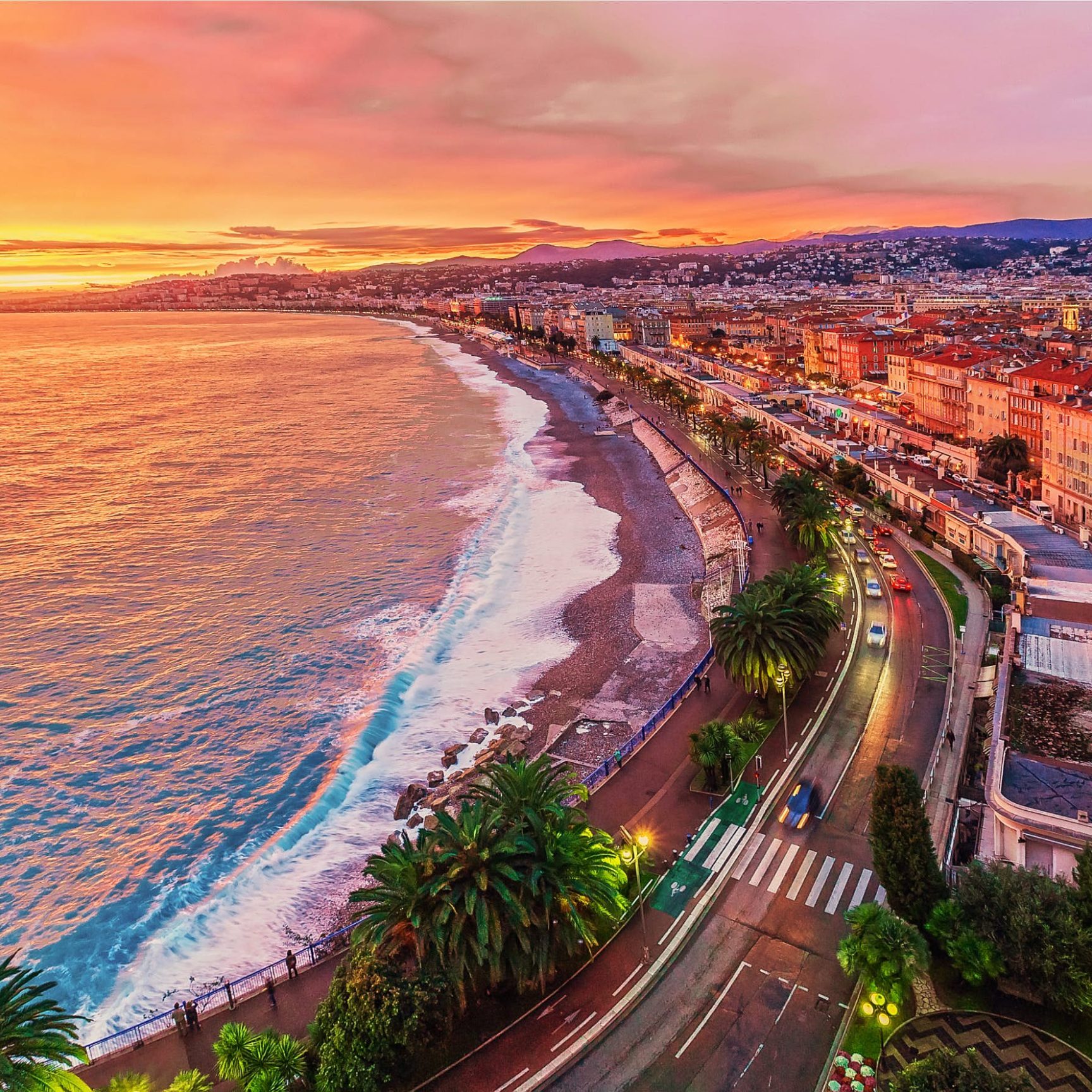Nice landscape at sunset in France, a popular destination for private aircraft charter