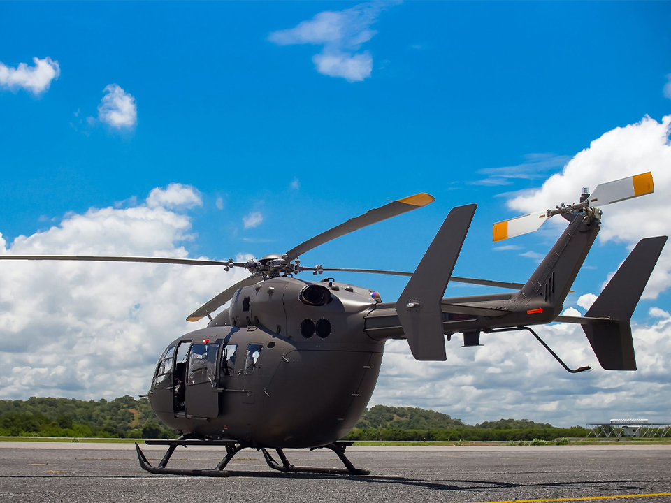 Helicopter charter services at airport